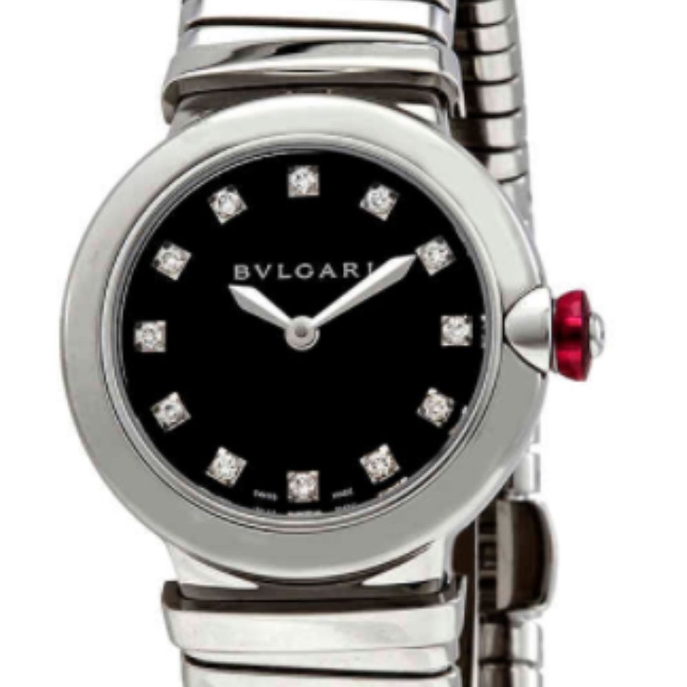 BVLGARI LVCEA Tubogas Quartz Diamond Black Dial